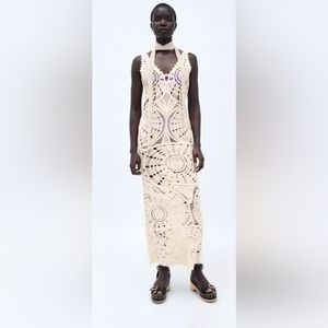 Zara Cutout Crochet Dress Size Small